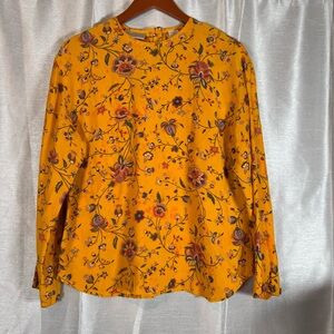 Liz Claiborne YellowFloral Long Sleeve Blouse‎ size 10